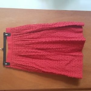 J Crew Dusty Red Clip Dot Midi Skirt sz 4